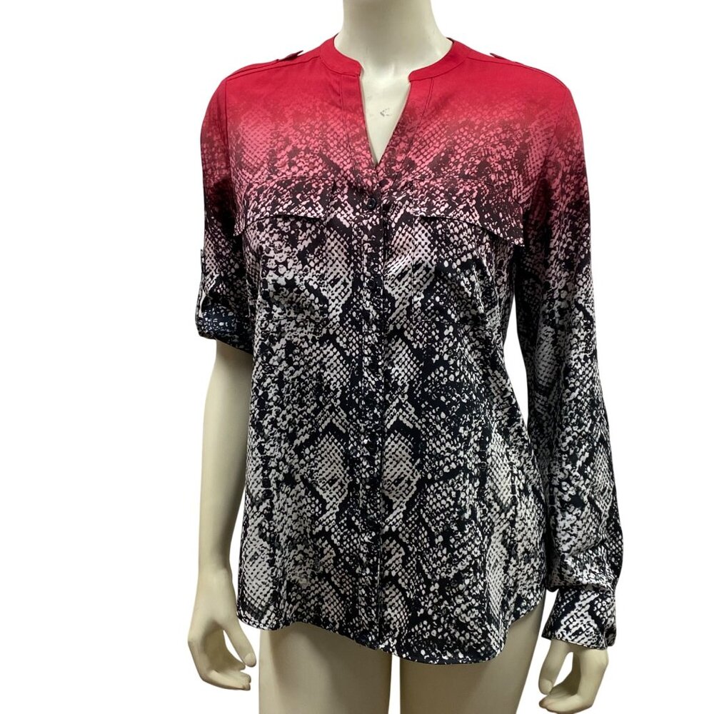 Calvin Klein Womens Snake Print‎ Ombre Blouse Size S